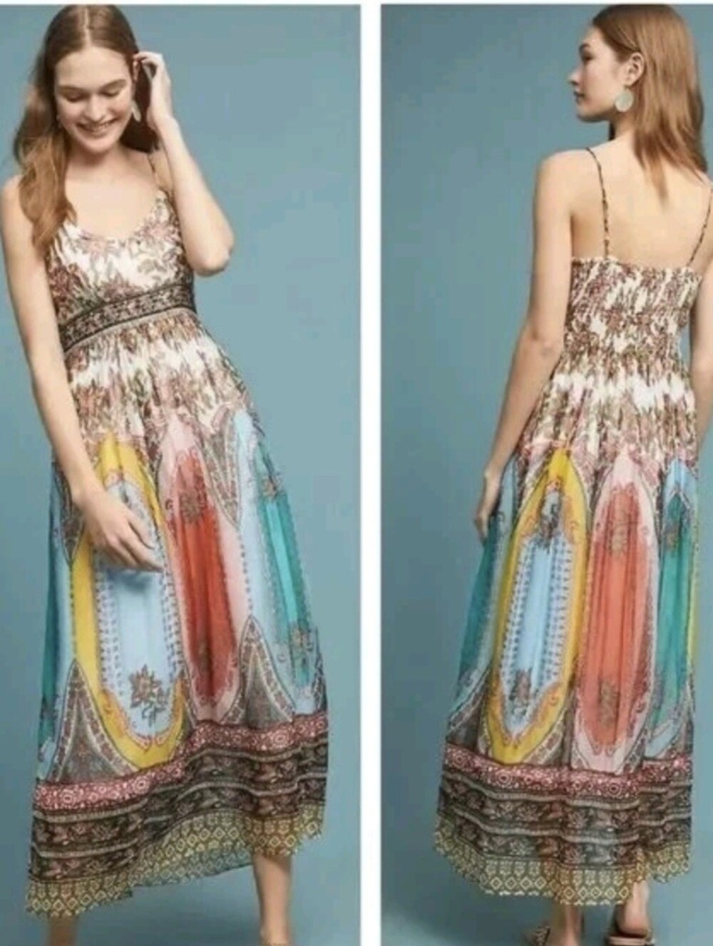 Anthropologie Women's Size 6 Multicolor Paisley Maxi Dress - Picture 1 of 9